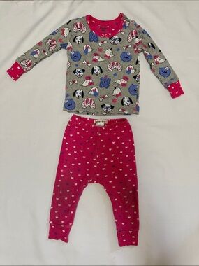 Hatley Pink & Gray Puppy Heart Pajama Set